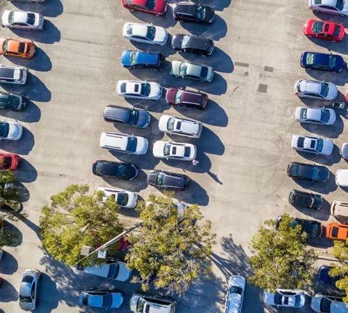aerliar image of parked cars
