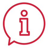Icon of the letter i in a speech bubble