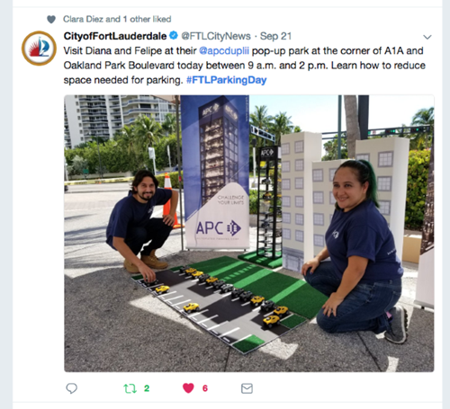 Tweet of APC PARK(ing) Day Installation