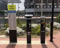 The Flowbird pay-by-plate and SmartParker terminals at Transperth stations have a bespoke pay-by-plate keyboard