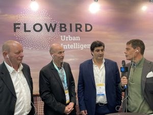 From left to right: Etienne de Vanssay – President FIMEA / Pascal Kaluzny – President TERA Group / Jérome Stefanello – Director Mobility Services FLOWBIRD & Moderator of the round table / Bertrand Barthelemy – President FLOWBIRD Group