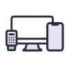 Icon of a desktop, payment terminal and mobile phone