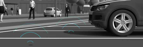 Car at the give way line, connecting with IoT devices
