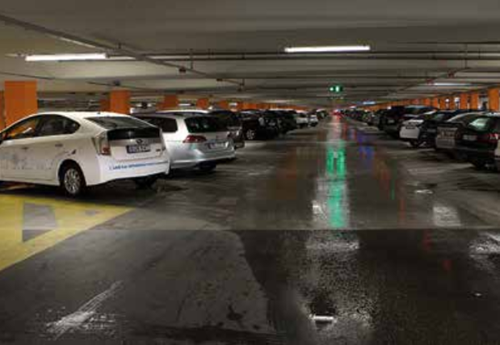Cars in parking garage